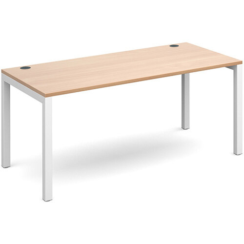 Connex starter unit single 1600mm x 800mm - white frame, beech top Connex starter unit single 1600mm x 800mm - white frame, beech top