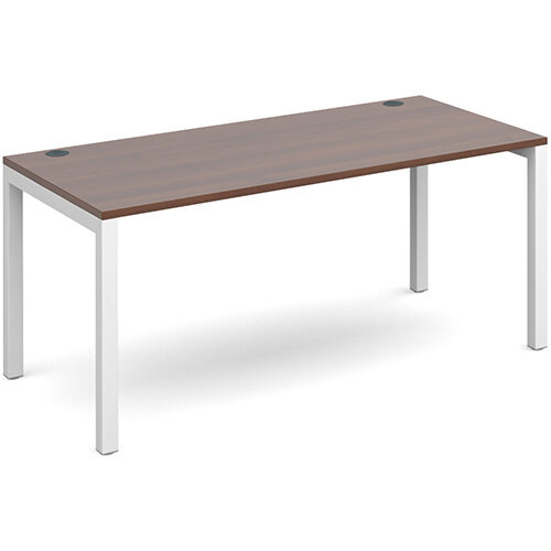 Connex single desk 1600mm x 800mm - white frame, walnut top