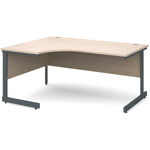 Contract 25 left hand ergonomic desk 1600mm - graphite cantilever frame, maple top Contract 25 left hand ergonomic desk 1600mm - graphite cantilever frame, maple top