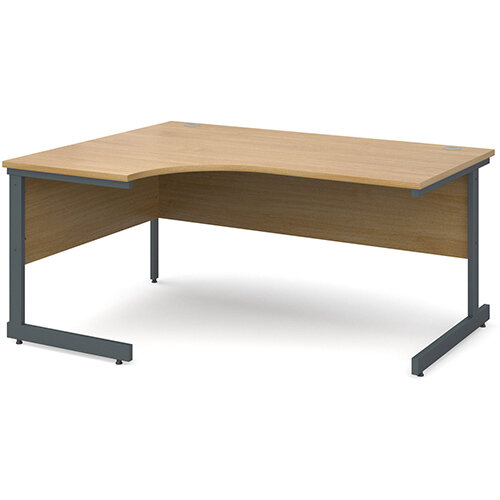 Contract 25 left hand ergonomic desk 1600mm - graphite cantilever frame, oak top Contract 25 left hand ergonomic desk 1600mm - graphite cantilever frame, oak top