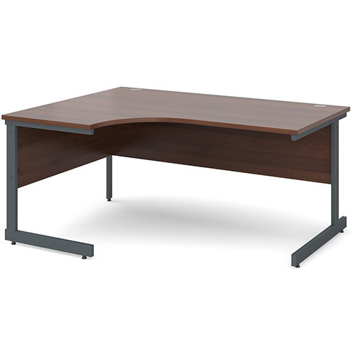 Contract 25 left hand ergonomic desk 1600mm - graphite cantilever frame, walnut top Contract 25 left hand ergonomic desk 1600mm - graphite cantilever frame, walnut top