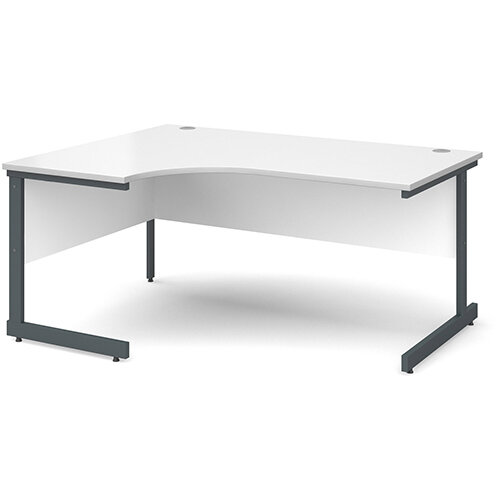 Contract 25 left hand ergonomic desk 1600mm - graphite cantilever frame, white top Contract 25 left hand ergonomic desk 1600mm - graphite cantilever frame, white top