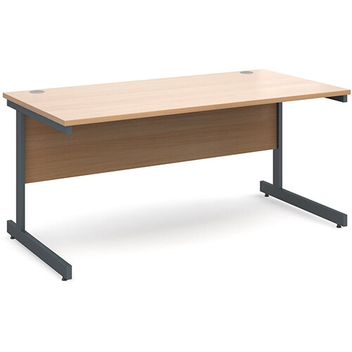 Contract 25 straight desk 1600mm x 800mm - graphite cantilever frame, beech top