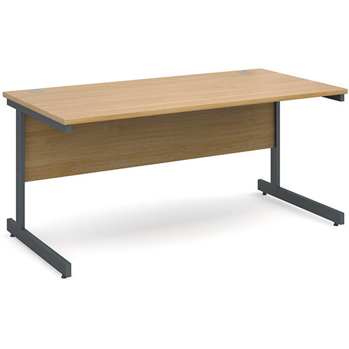 Contract 25 straight desk 1600mm x 800mm - graphite cantilever frame, oak top Contract 25 straight desk 1600mm x 800mm - graphite cantilever frame, oak top