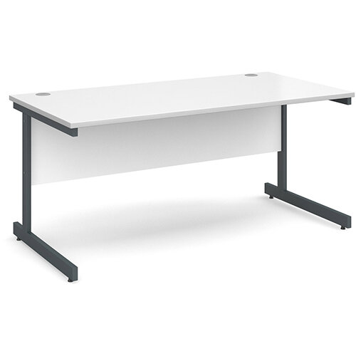Contract 25 straight desk 1600mm x 800mm - graphite cantilever frame, white top Contract 25 straight desk 1600mm x 800mm - graphite cantilever frame, white top