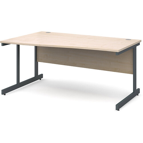 Contract 25 left hand wave desk 1600mm - graphite cantilever frame, maple top Contract 25 left hand wave desk 1600mm - graphite cantilever frame, maple top