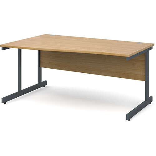 Contract 25 left hand wave desk 1600mm - graphite cantilever frame, oak top Contract 25 left hand wave desk 1600mm - graphite cantilever frame, oak top