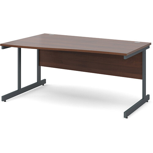 Contract 25 left hand wave desk 1600mm - graphite cantilever frame, walnut top Contract 25 left hand wave desk 1600mm - graphite cantilever frame, walnut top