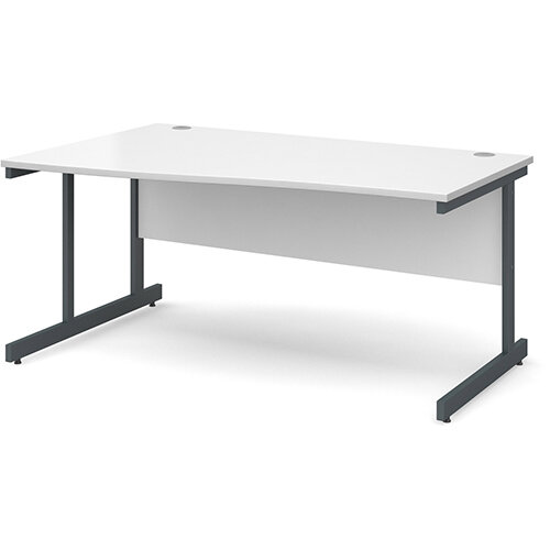 Contract 25 left hand wave desk 1600mm - graphite cantilever frame, white top Contract 25 left hand wave desk 1600mm - graphite cantilever frame, white top