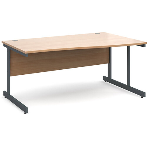 Contract 25 right hand wave desk 1600mm - graphite cantilever frame, beech top Contract 25 right hand wave desk 1600mm - graphite cantilever frame, beech top