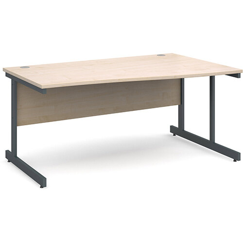 Contract 25 right hand wave desk 1600mm - graphite cantilever frame, maple top Contract 25 right hand wave desk 1600mm - graphite cantilever frame, maple top