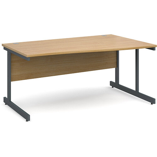 Contract 25 right hand wave desk 1600mm - graphite cantilever frame, oak top Contract 25 right hand wave desk 1600mm - graphite cantilever frame, oak top