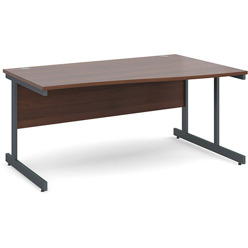 Contract 25 right hand wave desk 1600mm - graphite cantilever frame, walnut top Contract 25 right hand wave desk 1600mm - graphite cantilever frame, walnut top