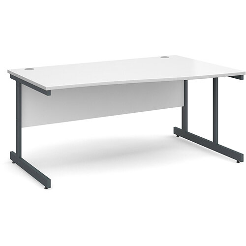 Contract 25 right hand wave desk 1600mm - graphite cantilever frame, white top Contract 25 right hand wave desk 1600mm - graphite cantilever frame, white top