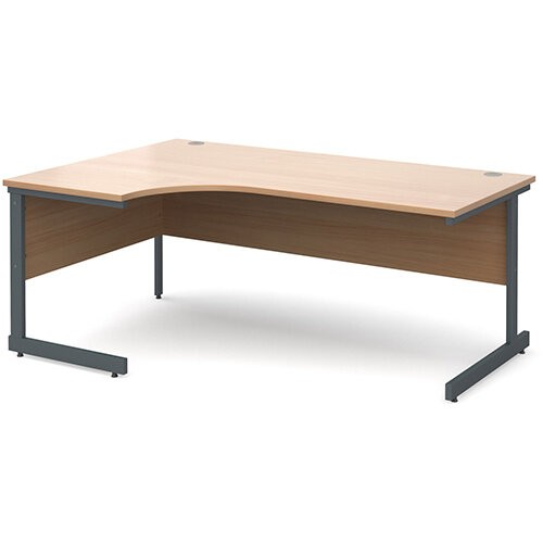 Contract 25 Left Hand Ergonomic Office Desk W1800xD1200xH725mm Graphite Cantilever Frame & Beech Desktop