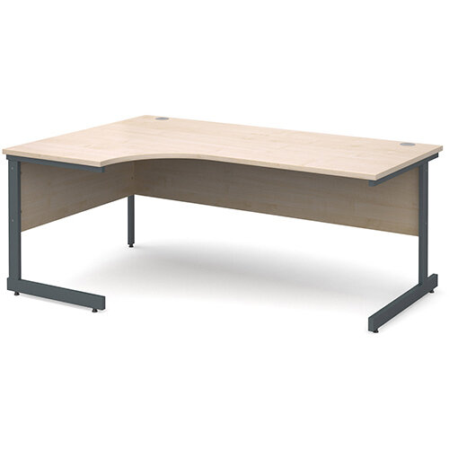 Contract 25 left hand ergonomic desk 1800mm - graphite cantilever frame, maple top Contract 25 left hand ergonomic desk 1800mm - graphite cantilever frame, maple top
