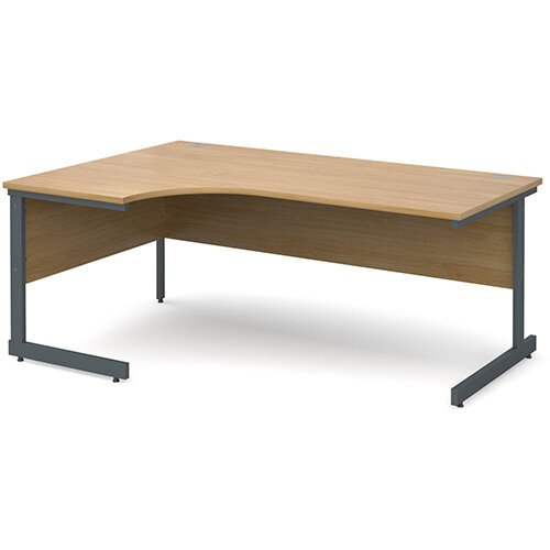 Contract 25 Left Hand Ergonomic Office Desk W1800xD1200xH725mm Graphite Cantilever Frame & Oak Desktop