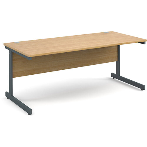 Contract 25 straight desk 1800mm x 800mm - graphite cantilever frame, oak top Contract 25 straight desk 1800mm x 800mm - graphite cantilever frame, oak top
