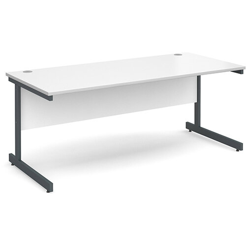 Contract 25 straight desk 1800mm x 800mm - graphite cantilever frame, white top Contract 25 straight desk 1800mm x 800mm - graphite cantilever frame, white top