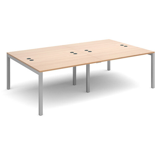 Connex double back to back desks 2400mm x 1600mm - silver frame, beech top Connex double back to back desks 2400mm x 1600mm - silver frame, beech top