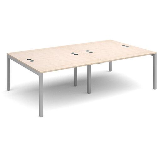 Connex double back to back desks 2400mm x 1600mm - silver frame, maple top Connex double back to back desks 2400mm x 1600mm - silver frame, maple top