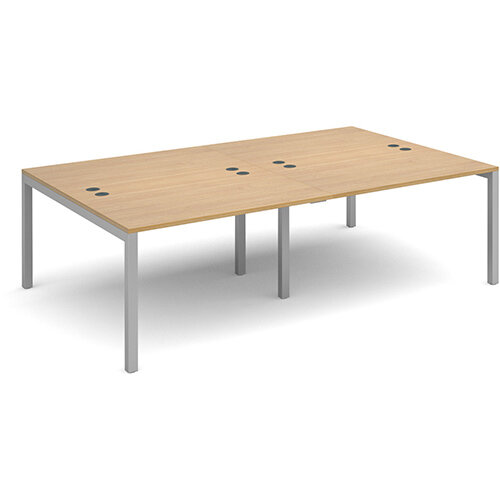 Connex double back to back desks 2400mm x 1600mm - silver frame, oak top