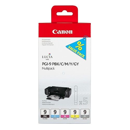 Canon PGI-9 ( 1034B011 ) 5 Colours: Grey, Yellow, Cyan, Magenta, Black Ink Cartridge Original