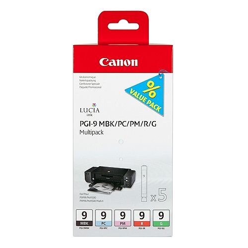 Canon PGI-9 5-Colour Multipack Ink Cartridges PGI-9MBK/PC/PM/R/G 1033B011 Canon PGI-9 5-Colour Multipack Ink Cartridges PGI-9MBK/PC/PM/R/G 1033B011
