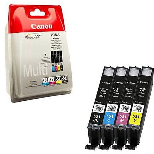 Canon CLI-551 Blistered With Security Inkjet Cartridge CMYK Pack of 4 6509B008 Canon CLI-551 Blistered With Security Inkjet Cartridge CMYK Pack of 4 6509B008