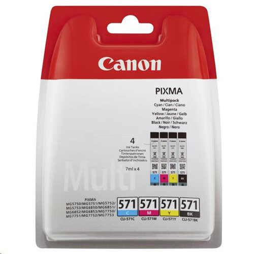 Canon CLI-571 Cyan/Magenta/Yellow/Black Inkjet Cartridges Multi Pack 0386C005 Canon CLI-571 Cyan/Magenta/Yellow/Black Inkjet Cartridges Multi Pack 0386C005