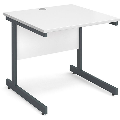 Contract 25 straight desk 800mm x 800mm - graphite cantilever frame, white top Contract 25 straight desk 800mm x 800mm - graphite cantilever frame, white top
