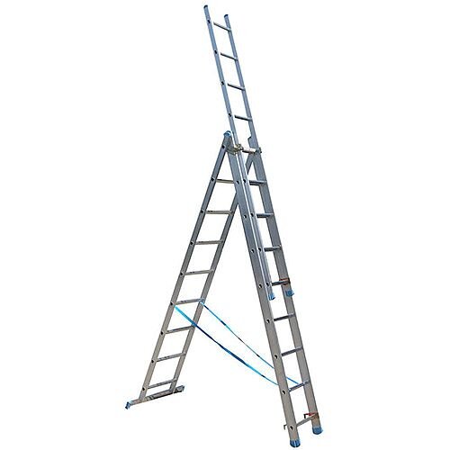 Multi Position Combination 3-Section Aluminum Ladder 9 Rung Height 2.7m Silver Multi Position Combination 3-Section Aluminum Ladder 9 Rung Height 2.7m Silver