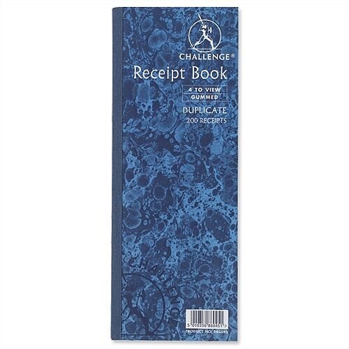 Challenge Receipt Book Gummed Sheets with Carbon 4 to View 200 Receipts 241x92mm D86045 Pack 10 Challenge Receipt Book Gummed Sheets with Carbon 4 to View 200 Receipts 241x92mm D86045 Pack 10