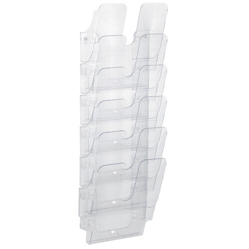 Durable Flexiplus 6‑Pocket A4 Wall‑Mounted Literature Holder Clear