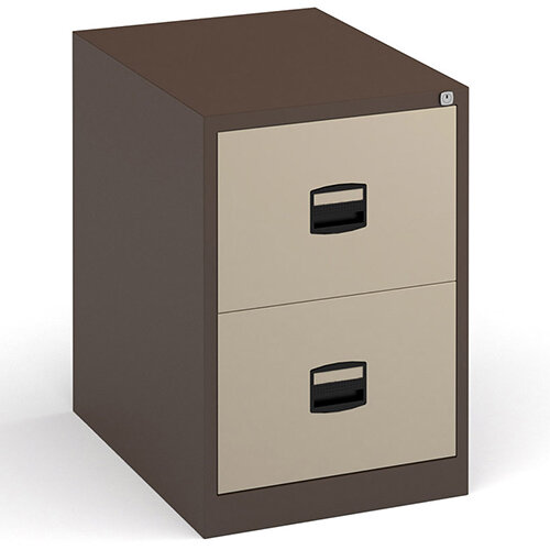 Steel 2 drawer contract filing cabinet 711mm high - coffee/cream