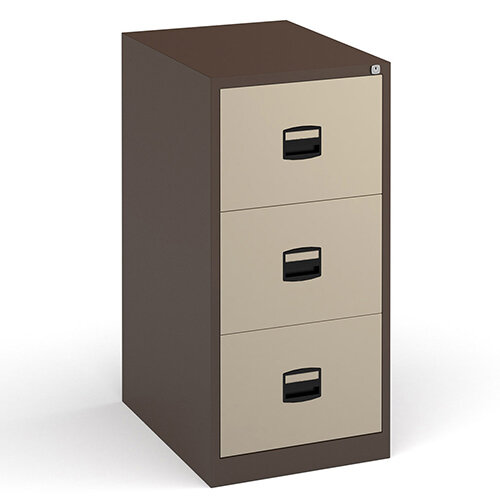 Steel 3 drawer contract filing cabinet 1016mm high - coffee/cream