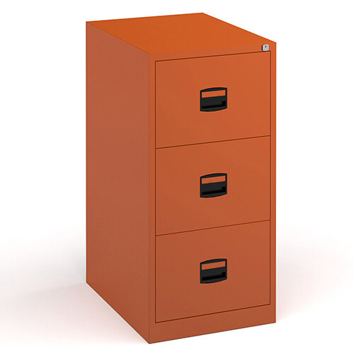 Steel 3 drawer contract filing cabinet 1016mm high - orange Steel 3 drawer contract filing cabinet 1016mm high - orange