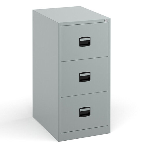 Steel 3 drawer contract filing cabinet 1016mm high - silver