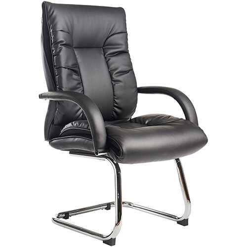 Derby high back visitors chair - black faux leather