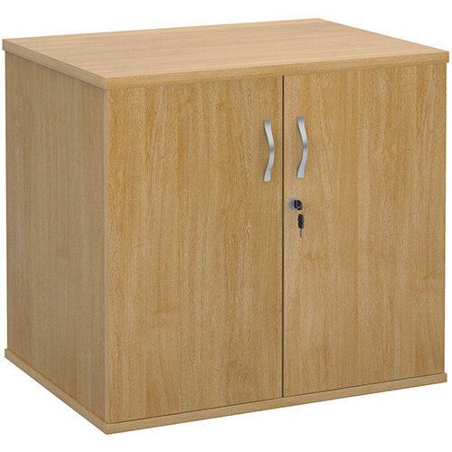 Deluxe double door desk high cupboard 600mm deep oak Hunt Office UK