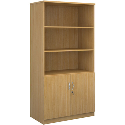 Deluxe combination unit with open top 2000mm high with 4 shelves - oak Deluxe combination unit with open top 2000mm high with 4 shelves - oak