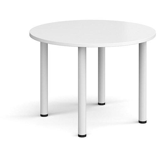 Circular White Radial Leg Meeting Table Dia. 1000mm, Height 725mm - White