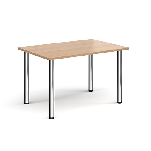 Rectangular Chrome Radial Leg Meeting Table W1200xD800xH725mm - Beech