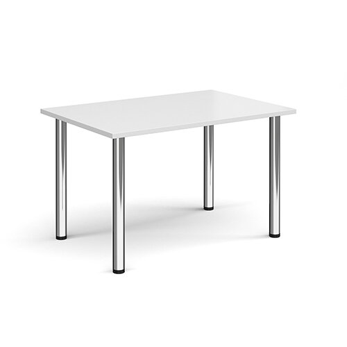 Rectangular chrome radial leg meeting table 1200mm x 800mm - white Rectangular chrome radial leg meeting table 1200mm x 800mm - white