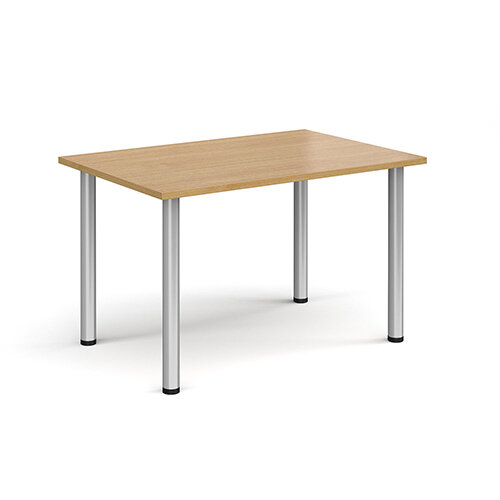 Rectangular Silver Radial Leg Meeting Table W1200xD800xH725mm - Oak