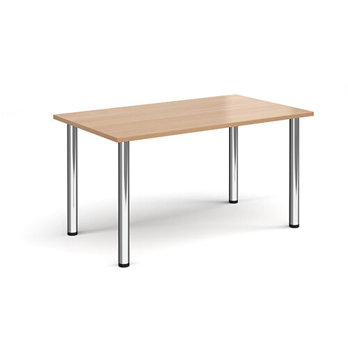 Rectangular Chrome Radial Leg Meeting Table W1400xD800xH725mm - Beech