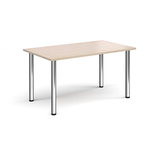 Rectangular chrome radial leg meeting table 1400mm x 800mm - maple Rectangular chrome radial leg meeting table 1400mm x 800mm - maple