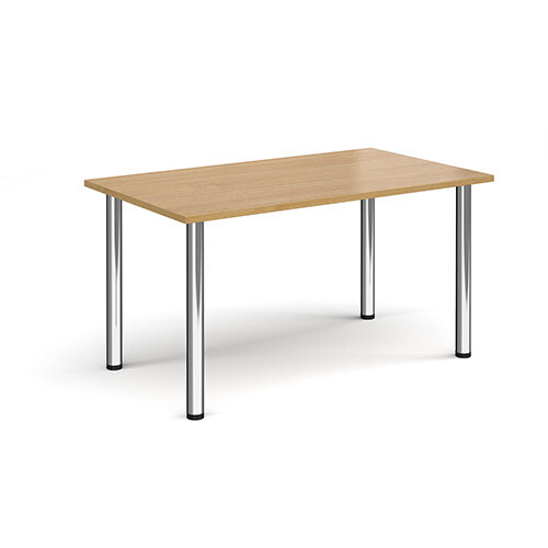 Rectangular Chrome Radial Leg Meeting Table W1400xD800xH725mm - Oak