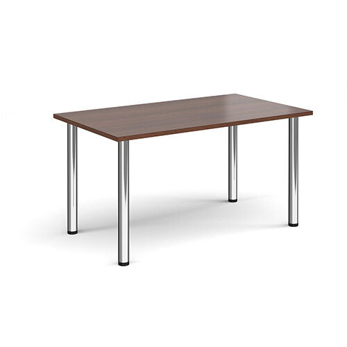Rectangular chrome radial leg meeting table 1400mm x 800mm - walnut Rectangular chrome radial leg meeting table 1400mm x 800mm - walnut