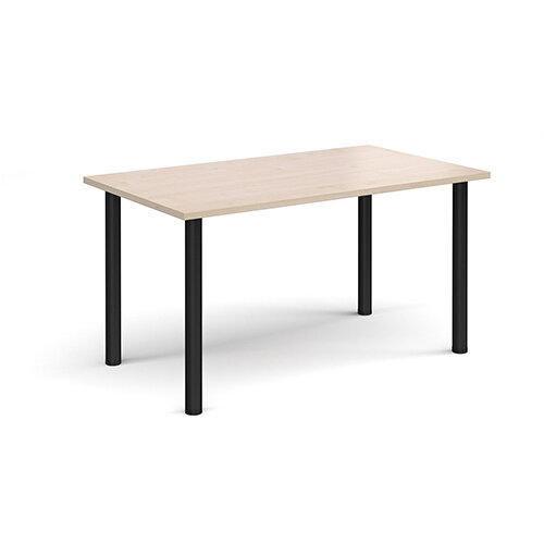 Rectangular black radial leg meeting table 1400mm x 800mm - maple Rectangular black radial leg meeting table 1400mm x 800mm - maple